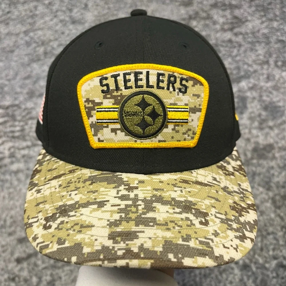 New‎ Era 59Fifty Pittsburgh Steelers Hat Fitted Size 7 3/8 NFL Camo Black